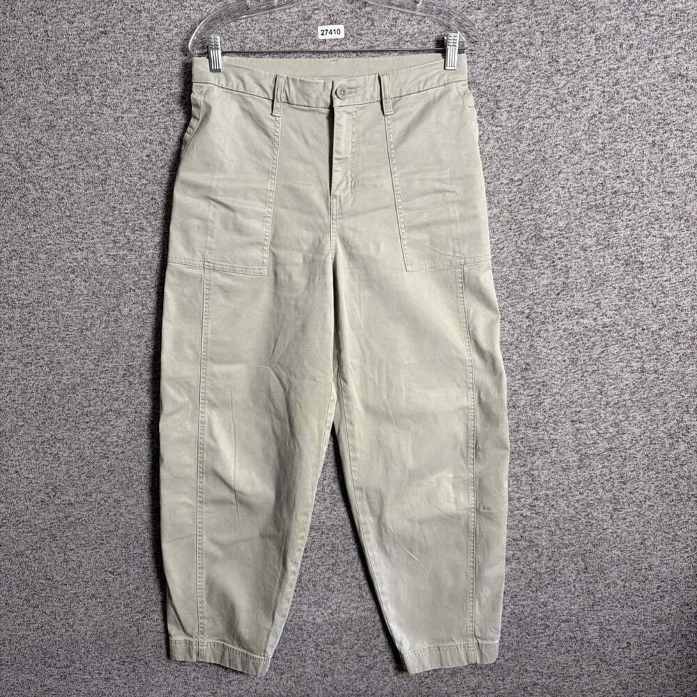 Vuori Women's Size Medium Beige Anza Twill Barrel Leg High Waisted Relaxed Pants
